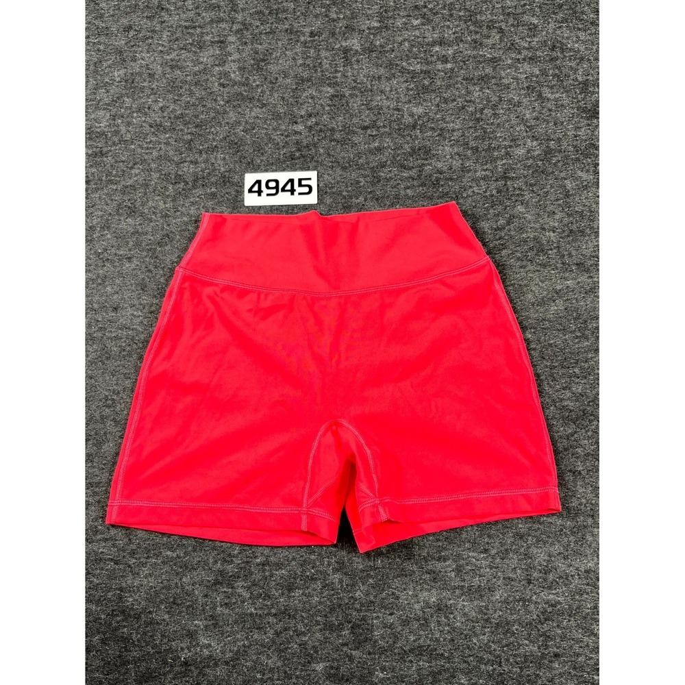 Womens Compression Shorts 21 Red Logo Elastic Waist Pull On Running Workout Yoga